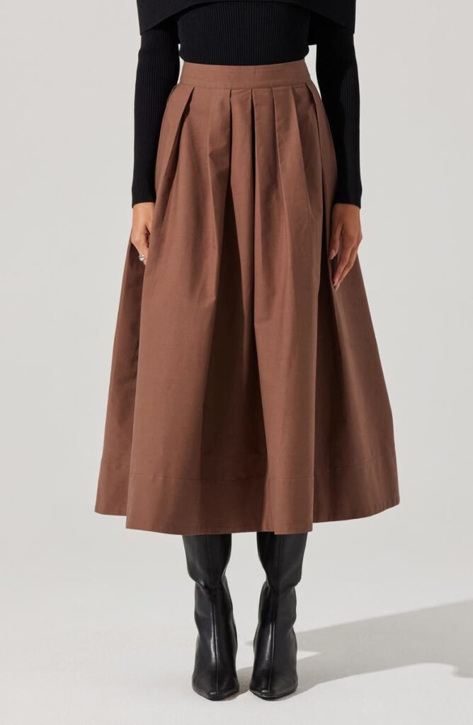 Cotton Brown Midi Skirt | Nordstrom