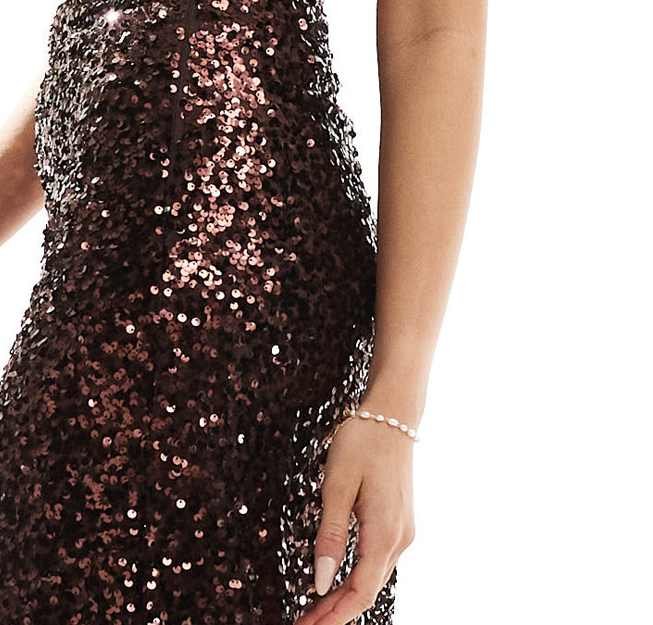 Sequin Brown Midi Skirt  | ASOS