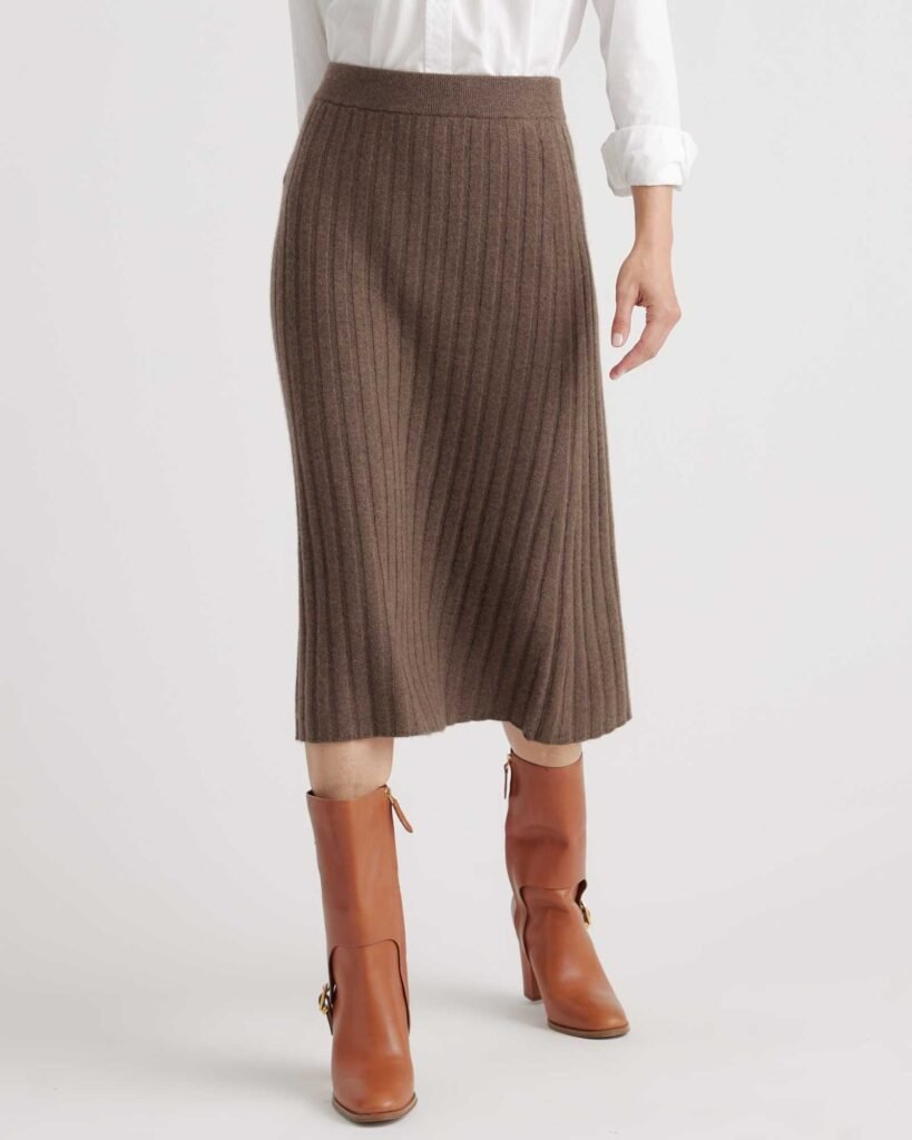 Mongolian Cashmere Brown Midi Skirt | Quince