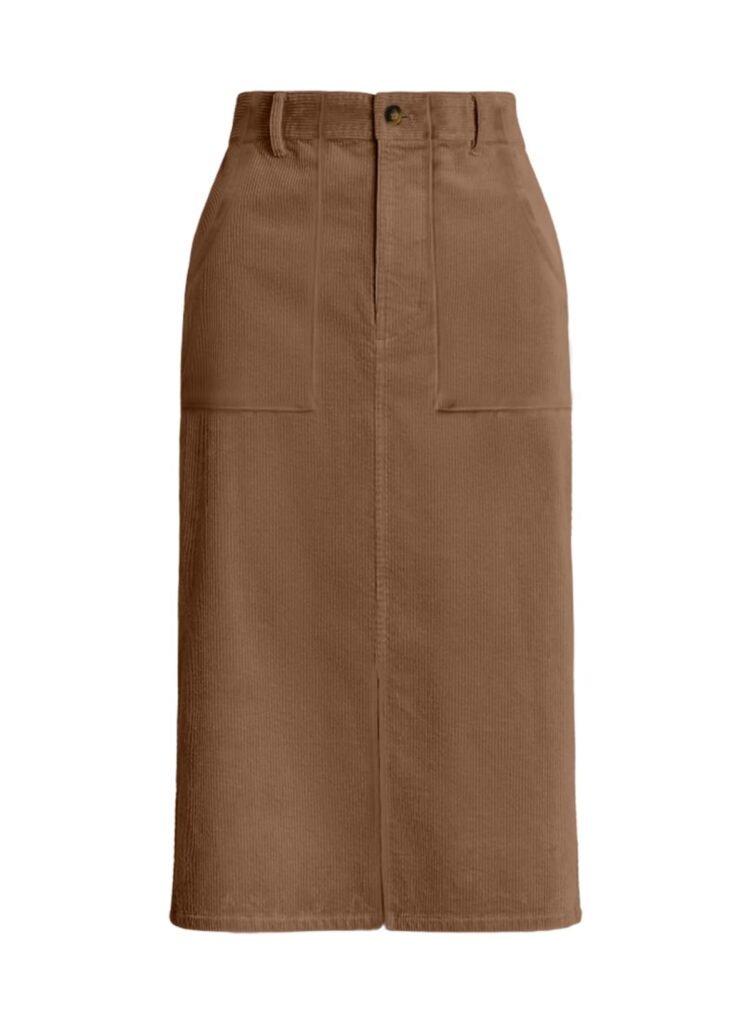 Corduroy Brown Midi Skirt  with Pockets | Amazon