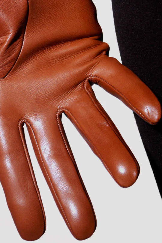 Brown Leather Mittens for women