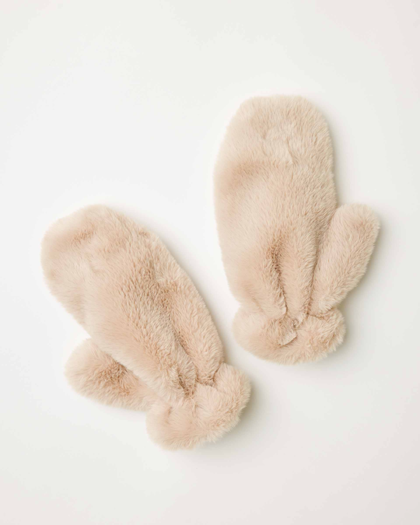 Womens Faux Fur Mittens Cute fluffy mittens for women