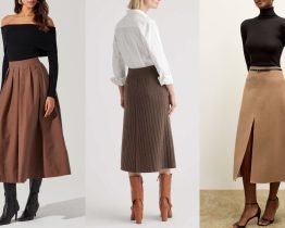 10 Brown Midi Skirt for a Warm & Chic Winter Look